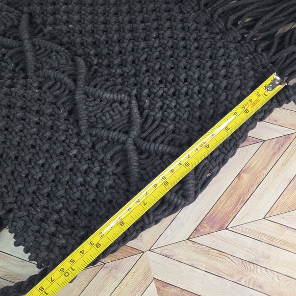 Danielle Nicole Macrame Crochet Black Bag With Wood Handle & Crossbody Strap - Picture 12 of 14